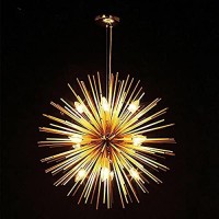 Golden Sputnik Chandelier Ceiling Light Lamp Pendant Lighting Fixture E14 Light (Dia 22-Inch)