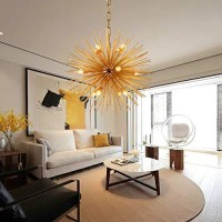 Golden Sputnik Chandelier Ceiling Light Lamp Pendant Lighting Fixture E14 Light (Dia 22-Inch)