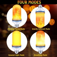 Cppslee Led Flame Light Bulbs 4 Modes Flickering Light Bulbs E26 Base Fire Flame Bulb Halloween Decorations Outdoor Indoor Ho