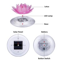 Pearlstar Solar Pond Lights Waterproof Led Rgb Solar Floating Lights Swimming Pool Pond Floating Night Lights Decorations (1 Pcs Lotus)