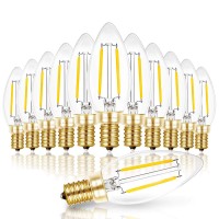 Hizashi Led Candelabra Bulbs 25 Watt, Dimmable Chandelier Light Bulbs 2W, 90+ Cri, 200Lm E12 Led Bulbs, 5000K Daylight White B10 Light Bulbs, Low Watt Candle Led Bulbs, Ul Listed, 12 Pack