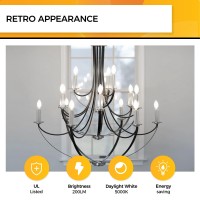 Hizashi Led Candelabra Bulbs 25 Watt, Dimmable Chandelier Light Bulbs 2W, 90+ Cri, 200Lm E12 Led Bulbs, 5000K Daylight White B10 Light Bulbs, Low Watt Candle Led Bulbs, Ul Listed, 12 Pack