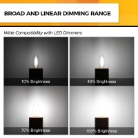 Hizashi Led Candelabra Bulbs 25 Watt, Dimmable Chandelier Light Bulbs 2W, 90+ Cri, 200Lm E12 Led Bulbs, 5000K Daylight White B10 Light Bulbs, Low Watt Candle Led Bulbs, Ul Listed, 12 Pack