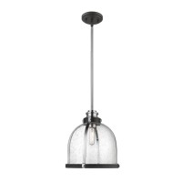 Z-Lite 337P12Mb+Ch 1 Light Pendant, Matte Black + Chrome