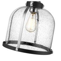 Z-Lite 337P12Mb+Ch 1 Light Pendant, Matte Black + Chrome