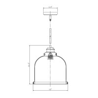 Z-Lite 337P12Mb+Ch 1 Light Pendant, Matte Black + Chrome