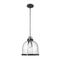 Z-Lite 337P12Mb+Ch 1 Light Pendant, Matte Black + Chrome