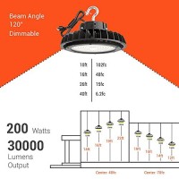 Adiding Led High Bay Light 200W, 34000Lm Bright Ufo Led Workshop Light 170Lm/W Ac100-277V 5000K Daylight Ul Dlc Listed With 6.56' Cable, Adjustable Bracket, Hanging Hook, Safe Rope For Shop, Gym, Barn