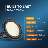 Adiding Ufo Led High Bay Light 150W Bright 170Lm/W Dlc Listed 25,500Lm 0-10V Dimmable Shop Light Ac100-277V With 6.56Ft Us Plug Power Cable, Rotatable Bracket For Barn, Warehouse, Workshop, Storage