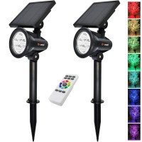 Itscool Solar Spotlights Colored Tree Spot Lights Solar With Remote Control 9 Colors Fixed Or Auto Change For Yard