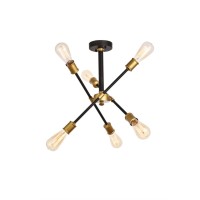 Axel Collection Flushmount D17.1 H16.6 Lt:6 Black And Brass Finish