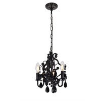 Karter Collection Pendant D9.5 H12.2 Lt:3 Polished Black Finish