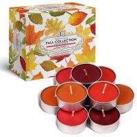 Fall Candles Scented Tea Lights Candles Gift Set - 64 Pcs -Fall Tealight Candles With 4 Autumn Fragrances -Pumpkin Spice With Nutmeg, Apple Cinnamon, Orange Clove And Autumn Leaves-Votive Candles Bulk