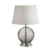 Zings Thingz 10018358 Gray Sphere Grey Cracked Glass Table Lamp 128 X 128 X 192 White