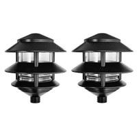 Rab Lighting Ll322B Incandescent 3 Tier Lawn Light, A-19 Type, 75W Power, 1220 Lumens, 120Vac, Black (Pack Of 2)