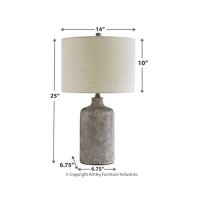 Signature Design By Ashley Linus Modern 25 Ceramic Table Lamp, Natural Stone Finish