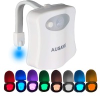 Toilet Night Light,Ausaye Motion Sensor Toilet Light 8 Color Changing Led Toilet Bowl Nightlight -Funny Unique Christmas Gift For Him Men Her Kids Stocking Stuffers