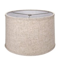 Tootoo Star Brown Lamp Shade Medium Drum Lampshade For Chandeliers Floor Light And Table Lamp 13X14X9 Inch, Natural Linen Hand Crafted, Spider