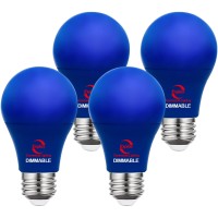 Explux Commercial-Grade Led A19 Blue Light Bulbs, Dimmable, 60W Equivalent, Direct Led Color Emission, 25000 Hours, 4-Pack