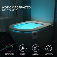 2 Pack Rechargeable Toilet Night Lights, 16-Color Motion Detection Bathroom Bowl Light, Novelty Cool Funny Birthday Gag Stocking Stuffer Gadget Gifts Idea For Adult Kids Men Father Dad Boys Toddlers