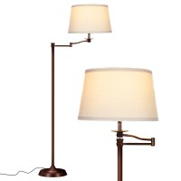 Brightech Caden Led Floor Lamp, Great Living Room Dacor, Tall Lamp With Swing Arm, Classic Lamp For Living Rooms & Offices, Industrial Standing Lamp For Bedroom Reading - Bronze