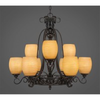 Elegant 9 Light Chandelier Shown In Dark Granite Finish With 5