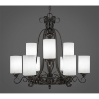 Elegant 9 Light Chandelier Shown In Dark Granite Finish With 4