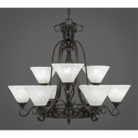 Elegant 9 Light Chandelier Shown In Dark Granite Finish With 7