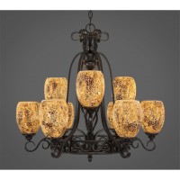 Elegant 9 Light Chandelier Shown In Dark Granite Finish With 5