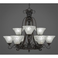 Elegant 9 Light Chandelier Shown In Dark Granite Finish With 7