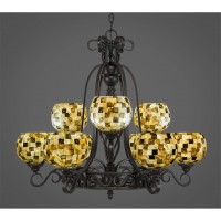 Elegant 9 Light Chandelier Shown In Dark Granite Finish With 6