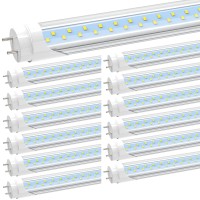 Jesled 4Ft T8 Led Type B Tube Light Bulbs, 24W 5000K Daylight White, 3000Lm, 4 Foot T12 Led Replacement For Flourescent Tubes, Ballast Bypass, Dual-End Power, Clear, Warehouse Shop Lights (12-Pack)