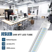 Jesled 4Ft T8 Led Type B Tube Light Bulbs, 24W 5000K Daylight White, 3000Lm, 4 Foot T12 Led Replacement For Flourescent Tubes, Ballast Bypass, Dual-End Power, Clear, Warehouse Shop Lights (12-Pack)