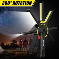 Led Work Light, Usb Rechargeable Cob Led Light With Magnetic Base, 360 Rotate, 5 Modes Bright Led Flashlight, Ip65 Waterproof Torch Inspection Light For Car Repairing Workshop Camping Emergency 1Pc