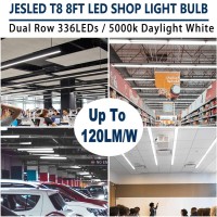 Jesled T8 T10 T12 8Ft Led Tube Light Bulbs, 50W 6000Lm, 5000K Daylight White, Single Pin Fa8 Led Replacement For Fluorescent Fixture, Frosted, Ballast Bypass, Warehouse Workshop Garage Lights 12-Pack