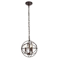 Wallace Collection Pendant D11.8 H13.8 Lt:3 Dark Copper Brown Finish