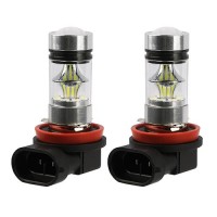 2Pcs 1000Lm 100W H8/H9/H11 Led Fog Drl Light Bulb Ip65 Water-Resistant 360 Beam Angle 6000K White