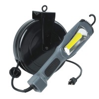 Alert Proreel 5030Am Retractable Cord Reel W/Led Work Light | 30' - 16/3 Sjtow Task Light Cord | 14W Led Shop Light Provides 1500 Lumens | Grounded Outlet With On/Off Handle Switch