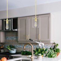 Satin Brass Pendant Lights Kitchen Island Medium Clear Glass Pendant Light Fixture