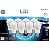 Ge Lighting Led A19 Light Bulb With Medium Base, 9-Watt, Soft White, 8-Pack, Non-Dimmable