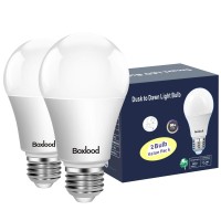 Boxlood Dusk To Dawn Led Light Bulbs, Built In Light Sensor, Plug And Play, 9W 6000K Cool White, 60W Halogen Equivalent, A19 E26 Base, Ac120V, Auto On/Off Indoor Outdoor Lighting Bulb (2 Pack)