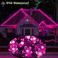 Fullbell Christmas Lights Pink Lights Christmas Decorations Flower String Lights 33 Feet 100Led 8 Modes Wedding Party Indoor Fl