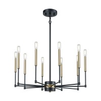 Livingston 10 Chandelier Matte Black/Satin Brass