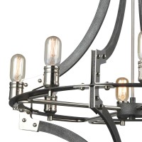 Riveted Plate 8 Chandelier Silverdust Iron/Polished Nickel