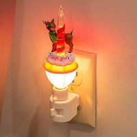 6.7 Inch Tall Rudolph North Pole Bubble Night Light, Resin