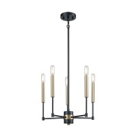 Livingston 5 Chandelier Matte Black/Satin Brass