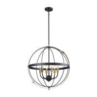 Caldwell 6 Pendant Matte Black/Satin Brass