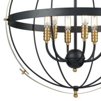 Caldwell 6 Pendant Matte Black/Satin Brass