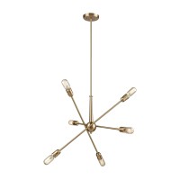 Delphine 6 Chandelier Satin Brass