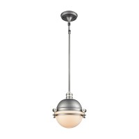 Riley 1 Pendant Weathered Zinc/Polished Nickel